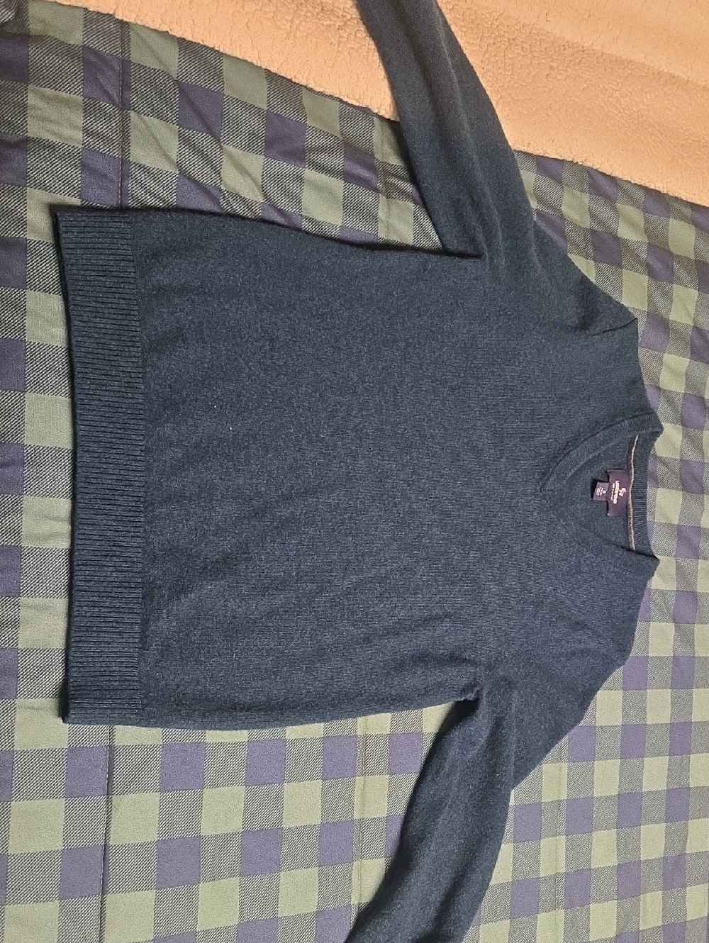 Lands' End Navy Blue V-Neck Cashmere Sweater